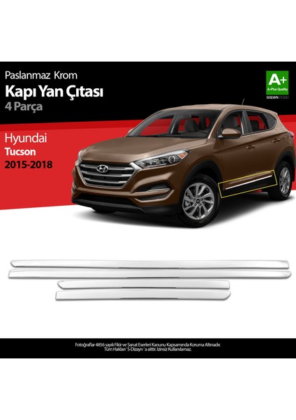 S Dizayn S-Dizayn Hyundai Tucson Krom Kapı Yan Çıtası 4 Prç. 2015-2018
