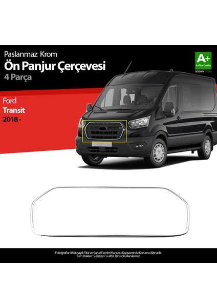 Ford Transit Krom Ön Panjur Çerçevesi 4 Prç. 2018 ve Üzeri