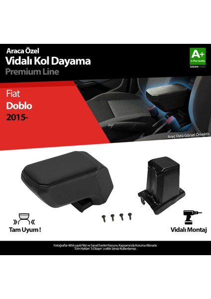 Fiat Doblo Kol Dayama Kolçak Abs Vidalı Siyah 2015 Üzeri A+Kalite