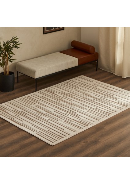 7/24 Iskandinav Greata Bej 80X300 cm Salon Mutfak Halısı Yolluk Kilim
