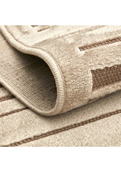 7/24 Iskandinav Greata Bej 80X300 cm Salon Mutfak Halısı Yolluk Kilim