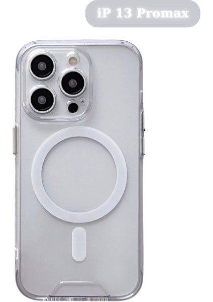 Apple iPhone 13 Pro Max ile Uyumlu Magsafe Özellikli Darbe Önleyici Şeffaf Kılıf