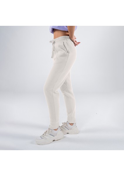 Agar Kadın Off White Cepli Lastikli Jogger Pantalon Eşofman Altı