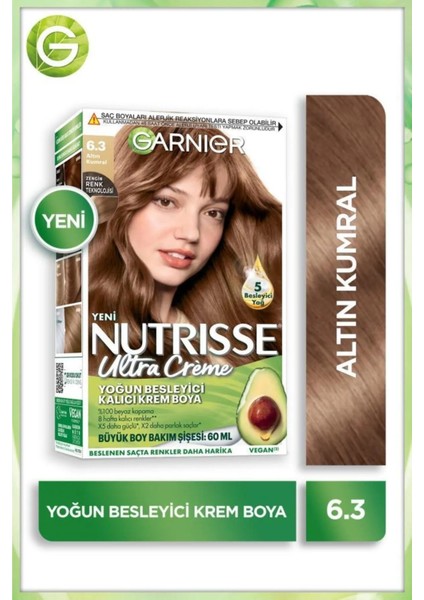 L'Oréal Paris Garnier Nutrisse Saç Boyası 6.3 Altın Kumral ve Masaj Şampuan Fırçası Yeşil