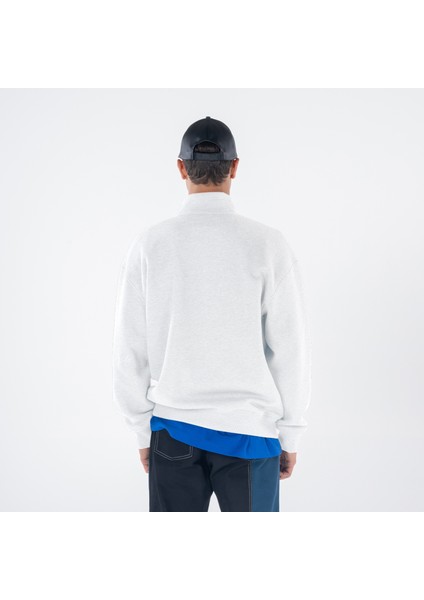 Friday Offset James Erkek Off White Dik Yaka Oversize Yarı Fermuarlı Sweatshirt