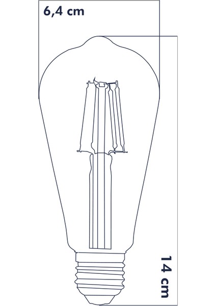 E27 LED FİLAMANLI RUSTIK AMPUL ST64 ŞEFFAF CAM 6W 6500k Beyaz Işık ERD-209