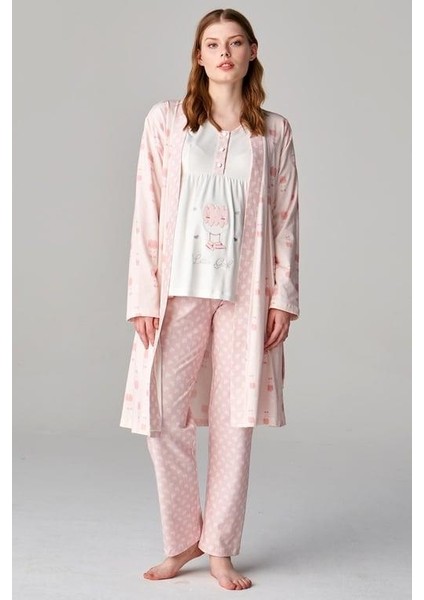 4677 Pembe Sabahlıklı Lohusa Pijama Takımı