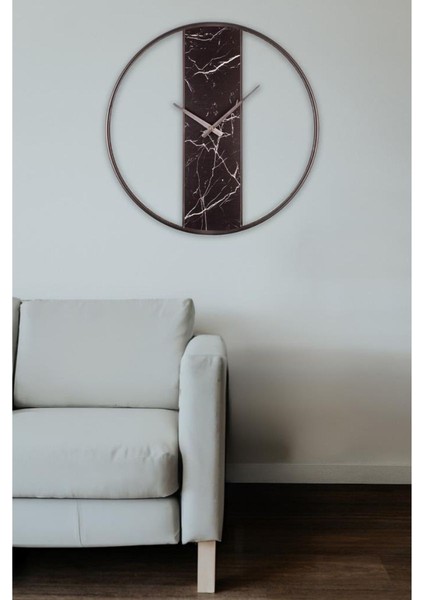 Demre Mermer Desenli Sessiz Mekanizmalı Modern Duvar Saati 61,5 cm Siyah - K-Demre-Sıyah fiyatları