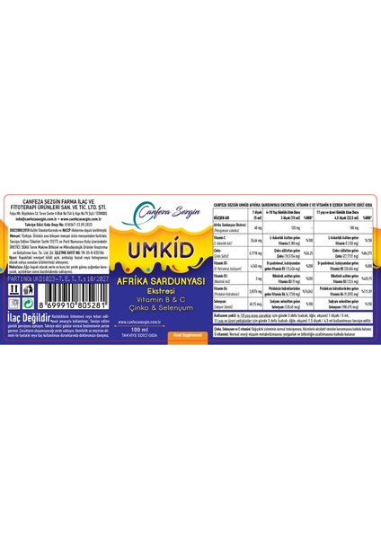 Umkid Afrika Sardunyası Ekstresi Vitamin B & C Çinko & Selenyum modelleri