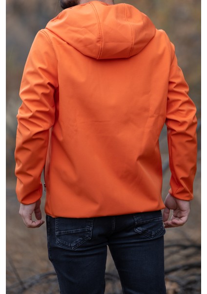 Turuncu Kapüşonlu Softshell Mont