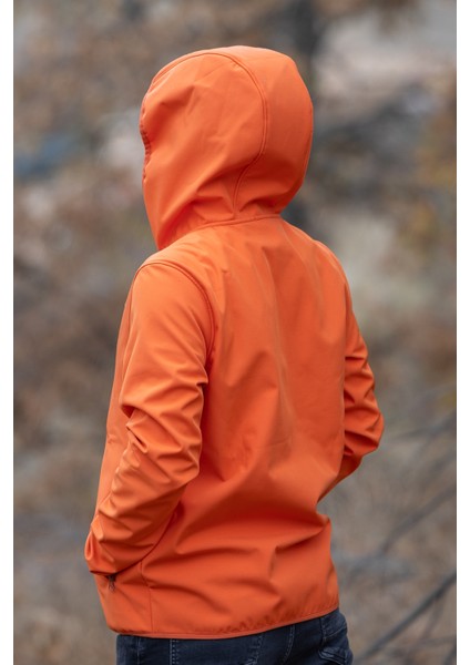 Turuncu Kapüşonlu Softshell Mont