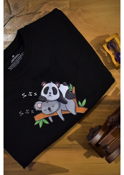 Koala And Panda Özel Tasarım Oversize Crop Sweatshirt