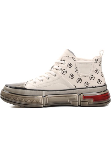 152-18220 Beyaz Deri Erkek Hi Sneaker modelleri