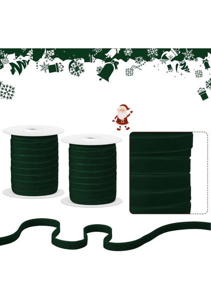 Roco Paper Yeniyıl Yılbaşı Yeşil Kadife Kurdele 2 cm 18 Metre fırsatları