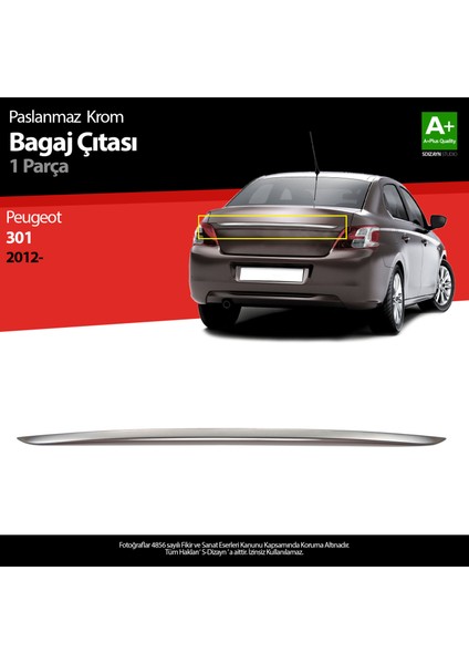 Peugeot 301 Krom Bagaj Çıtası 2012-2017 A+ Kalite