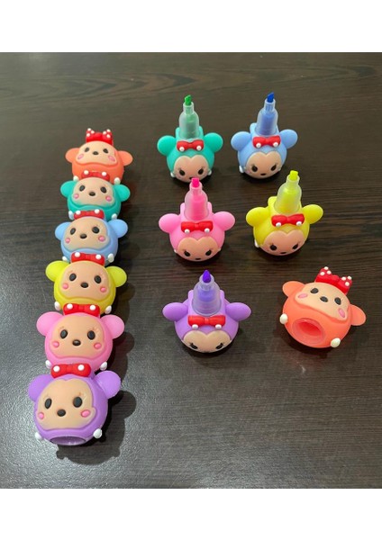 5 Renk Karakter Figürlü Mini Fosforlu Kalem Seti