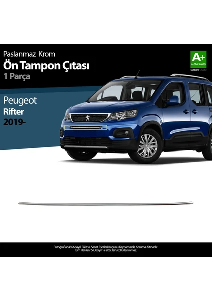 Peugeot Rifter Krom Ön Tampon Çıtası 1 Prç. 2019 Üzeri A+ Kalite