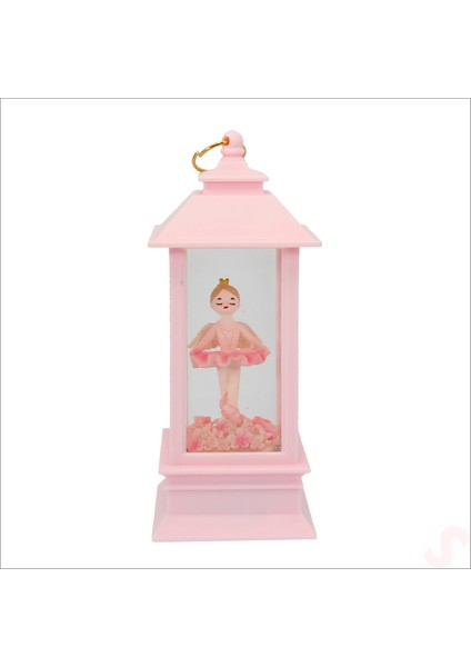 Uçuşan Simli,12,5cm x 5cm LED Işıklı Balerin Fener Küre - B