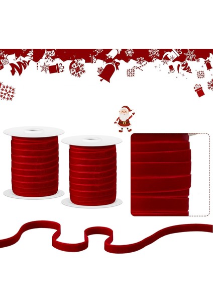 Roco Paper Yeniyıl Yılbaşı Kırmızı Kadife Kurdele 1 cm 45 Metre fiyatları