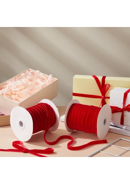 Roco Paper Yeniyıl Yılbaşı Kırmızı Kadife Kurdele 1 cm 45 Metre modelleri