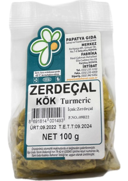 Papatya Gıda Zerdeçal 100 G ℮