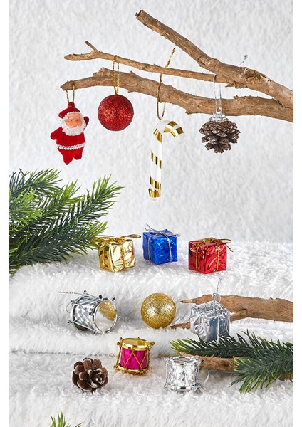 4 cm 6lı Kırmızı Cici Top Yılbaşı Çam Ağacı Süsü (3 Metalize-3 Parlak)