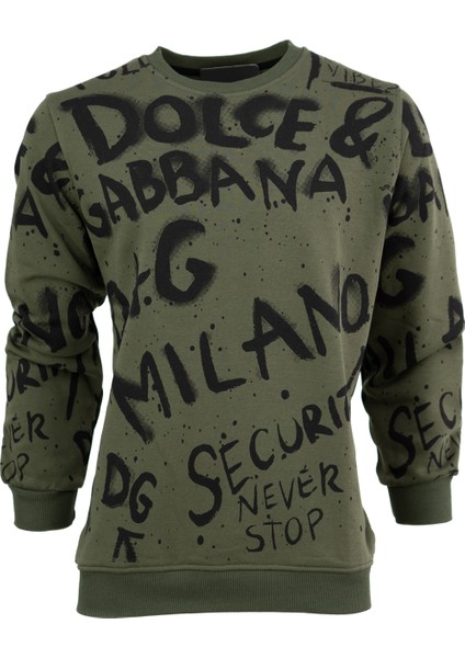 Erkek Mevsimlik Dolce Premium Pamuklu Kumaş Iki Iplik Sweatshirt Baskılı Model Regular Fit