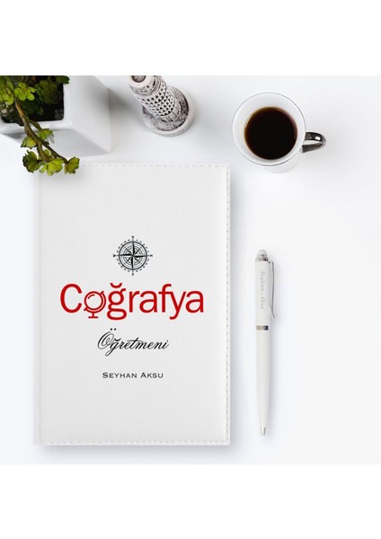 Kişiye Özel Coğrafya Öğretmeni 2023 Deri Ajanda & Kalem Hediye Seti - 1