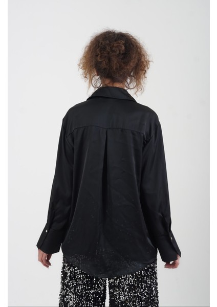 Siyah Basic Saten Gömlek fırsatları