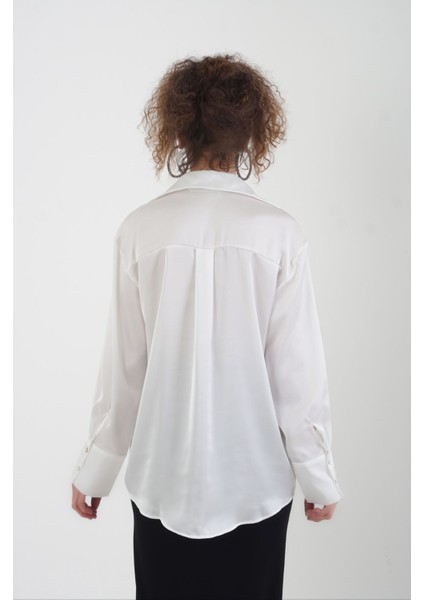 Beyaz Basic Saten Gömlek modelleri