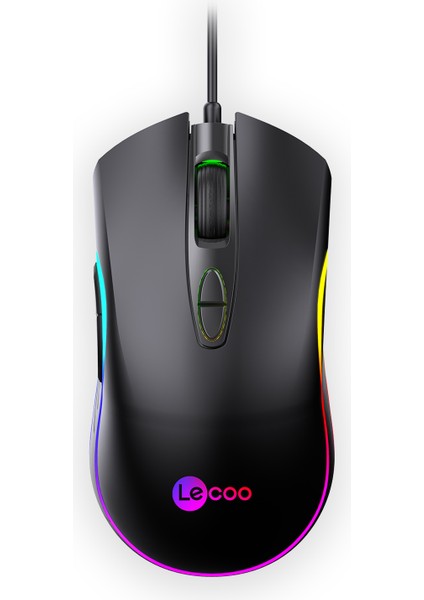 Lenovo Lecoo MS108 Kablolu RGB LED Aydınlatmalı 6400DPI 7 Tuşlu Gaming Mouse Siyah