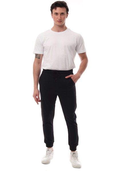 Erkek Tek Alt Eşofman Manşetli Siyah 1009
