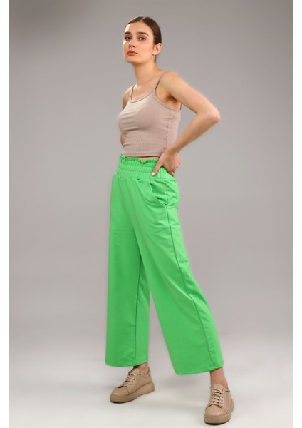 Fancy Kadın Beli Lastikli Oversize Bol Paça Basic Pantolon