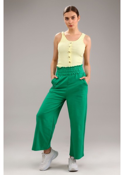 Fancy Kadın Beli Lastikli Oversize Bol Paça Basic Pantolon