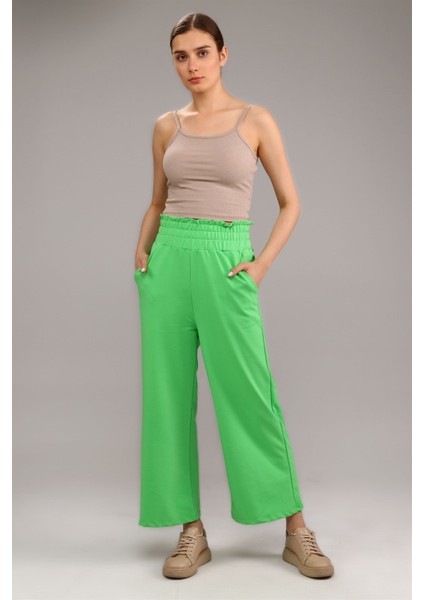 Fancy Kadın Beli Lastikli Oversize Bol Paça Basic Pantolon