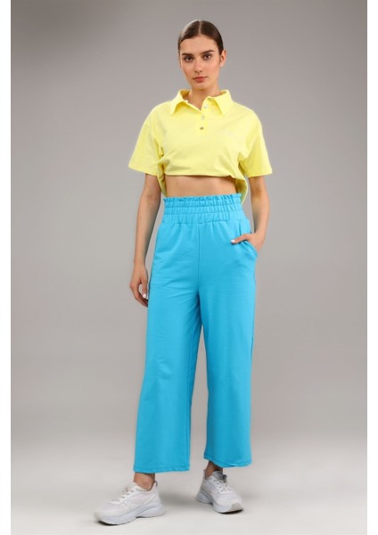 Fancy Kadın Beli Lastikli Oversize Bol Paça Basic Pantolon