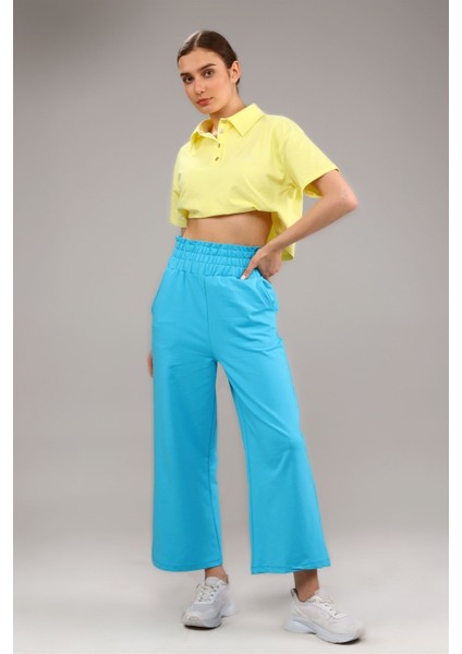 Fancy Kadın Beli Lastikli Oversize Bol Paça Basic Pantolon