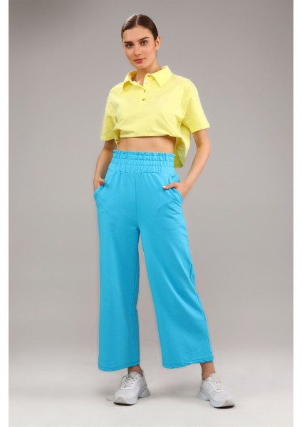 Fancy Kadın Beli Lastikli Oversize Bol Paça Basic Pantolon