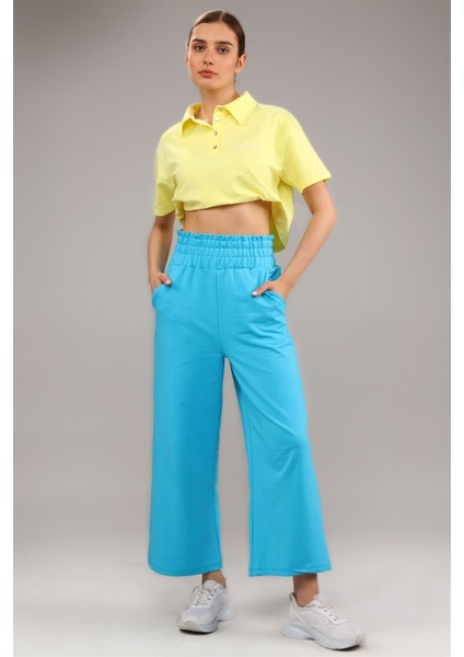 Fancy Kadın Beli Lastikli Oversize Bol Paça Basic Pantolon modelleri