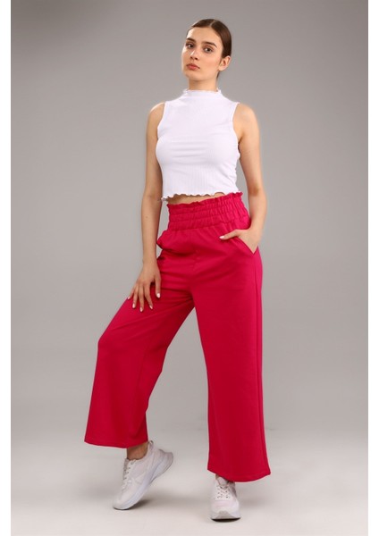Fancy Kadın Beli Lastikli Oversize Bol Paça Basic Pantolon