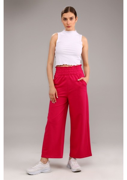 Fancy Kadın Beli Lastikli Oversize Bol Paça Basic Pantolon