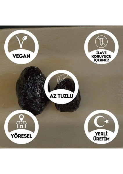 Çok Az Tuzlu Kalamata İri Boy Kuru Sele Siyah Zeytin (Palamut Jumbo Extra Boy) 1 kg