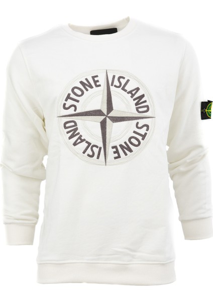 Erkek Mevsimlik Stone Premium Pamuklu Kumaş Iki Iplik Sweatshirt Logolu Model Regular Fit