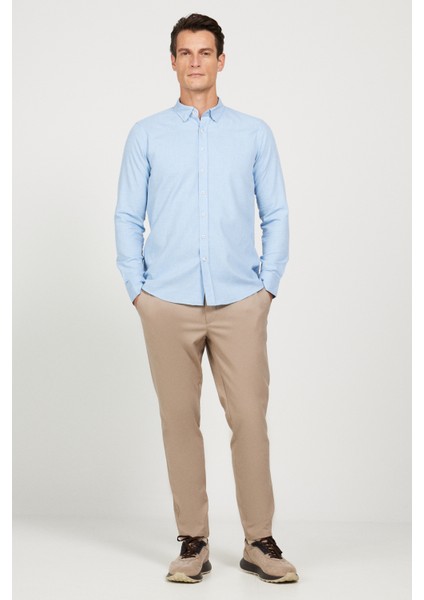 Erkek Vizon Slim Fit Dar Kesim Esnek Pantolon