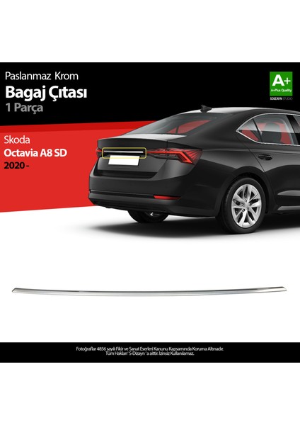 Skoda Octavia A8 Krom Bagaj Çıtası 2020 Üzeri A+ Kalite