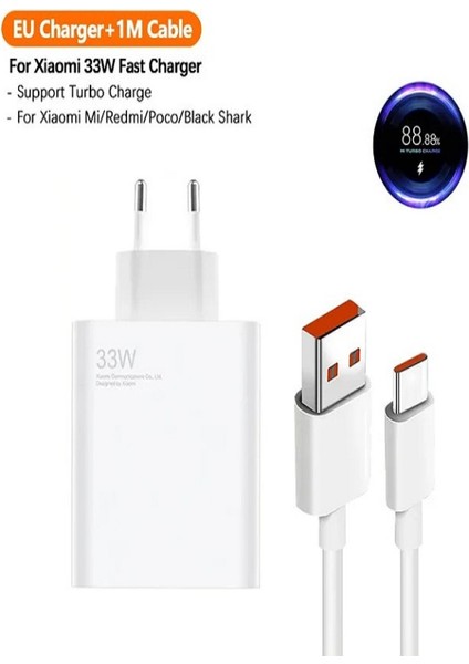33W Süper Hızlı Turbo Şarj Aleti Xiaomi Type-C To Type-C Redmi Android Qualcomm Quick Charge 5.0