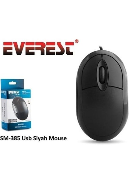SM-385 Kablolu USB Siyah 1200DPI Optik Mouse