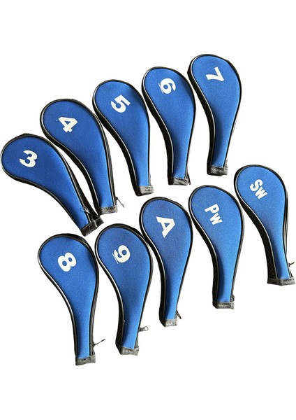 10 Parça Golf Demir Başörtüsü Golf Kulübü Golf Sopası Kılıfı Numarası Etiketi Eğitim Için Siyah ve Mavi Yan (Yurt Dışından)