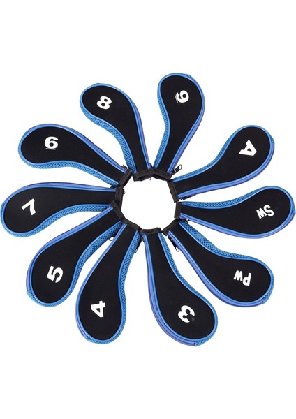 10 Parça Golf Demir Başörtüsü Golf Kulübü Başkanı Kapak Numarası Etiketi Eğitim Için Mavi ve Siyah Kenar (Yurt Dışından) fiyatları