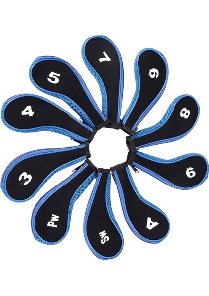 10 Parça Golf Demir Başörtüsü Golf Kulübü Başkanı Kapak Numarası Etiketi Eğitim Için Mavi ve Siyah Kenar (Yurt Dışından) modelleri